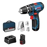 Bosch Professional 12V System Akku Schlagbohrschrauber GSB 12V-15 (Bohr-Ø Holz max: 19 mm, inkl. 2x 2.0Ah Akku + Ladegerät, 2x Bohrer-Set, 1x Bit-Set, Werkzeugtasche) - Amazon Exclusive