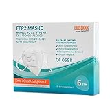 LUBEXXX FFP2 Maske (120 Stück) Atemschutzmaske Staubschutzmasken hygienisch einzelverpackt CE Stelle zertifiziert Mundschutzmaske EU 2016/425 (120 Stück) MHD30.08.2025