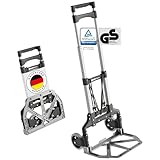 ATHLON TOOLS Aluminium Transportkarre klappbar - extra Langer Teleskopgriff 110 cm - Ladefläche mit Anti-Rutsch-Pads - Leichtgängige Räder mit Soft-Laufflächen - inkl. 2 Expanderseilen - Modell 2025