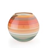 Angela neue Wiener Werkstaette Kugelvase aus Glas veredelt, orange/wasserblau, 15 x 15 x 13 cm