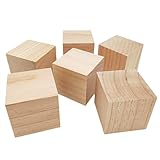 Holzwürfel, 7 cm, 6 Stück, unlackierte quadratische Holzblöcke, natürliche Holzblöcke für Handwerk, Schnitzerei und DIY-Projekte