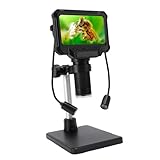 Asixxsix Digitalmikroskop, 4,3 -Zoll -LCD -Bildschirm 1080p Video Elektronisches Mikroskop mit 8 Einstellbaren LEDs und 2 Seitenlampen für Leiterplatten -Inspektion Schmuckstempel Uhren