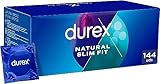 Durex Kondome 144 Stück Natural Slim Fit Perfekter Sitz & Schmale Passform befeuchtet transparent 144 Box (1x 144 Stück)