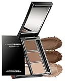 Augenbrauenpuder Palette-3 Farben Augenbrauen Puder Wasserfest,Dunkel/Hell Braun Serie Brauenpuder,Augenbrauenfarbe Langanhaltende,Füllen&Sculpt volle Augenbrauen,Eyebrow Powder mit Pinsel und Spiegel