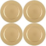 com-four® 4x glänzende Platzteller - wiederverwendbare Unterteller als Tischdekoration - edle Dekoteller für Hochzeit, Familienfeier, Weihnachten - Charger Ø 32 cm