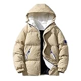 REHJJDFD Herren Outdoor Hooded Thicken Down Jackets Coats Male Oversized Windbreaker Coat, khaki, S