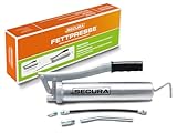 SECURA Fettpresse Handfettpresse Handhebel Presse 3 teilig 400g Fett | präzise Dosierung | Druckrohr | Schlauch | für zuverlässige und einfache Schmierung