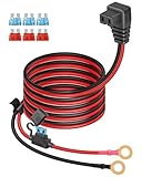 YANBORONSN 14AWG Auto Kühlschrank zu 8mm O Ring Terminal Power Cord, 12V Auto Kühlschrank zu O Ring Terminal Portable Auto Kühlschrank Power Cord Built in 15A Sicherung, mit 3x15A, 3x10A Sicherung(3M)