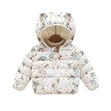 Générique Daunenjacke für Mädchen, Winter, 2026, Ohren, Kapuze, Cartoon, Bär, warm, Oberteil, Babykleidung, Kinder, weiß, 3-4 Jahre