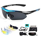 VILISUN Fahrradbrille Sportbrille UV-Schutz mit 5 Wechselgläser inkl Schwarze Polarisierte Linse, Unisex Sonnenbrille, für Outdooraktivitäten wie Radfahren Laufen Klettern