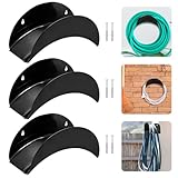 MEISHANG Schlauchhalter Wand,3 Stück Gartenschlauchhalter,Gartenschlauch Halterung 28 x 13 x 13 cm,Schlauch Aufhänger aus Metall,mit 6 Schrauben und 6 Dehnbolzen,für Schlauchaufhängung (Schwarz)