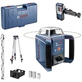 Bosch Professional Rotationslaser GRL 400 H (Ein-Knopf-Bedienfeld, Laser-Empfänger LR 1, Nivellierlatte GR 2400, Stativ BT 152, max. Arbeitsbereich: 400 m, in Handwerkerkoffer)