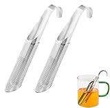 Teefilter aus Edelstahl,2 Stücks feinmaschig Teestab Teesieb aus Edelstahl mit Griff,für heißen Tee,Diffusor,Filterstab für lose Teeblätter
