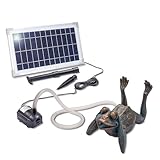 esotec Solar Wasserspeier Frosch Lazy Frog mit Solarpumpe, Teichfigur, Gartenfigur Gartenstatue, Tauchpumpe, Gartenbrunnen, Springbrunnenset außen, Vogeltränke Outdoor H=24cm 101650