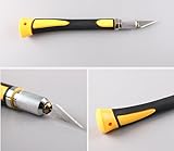 Bastelmesser Skalpell Set, Enthält 1 Schnitzmesser, 20 Ersatzklingen, 1 Pinzette, Edelstahl-Lineal, Aufbewahrungsetui, Cuttermesser Basteln für Kunst, DIY, Hobby, Skulptur, Gelb