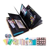 xowwyue Foto-Karten-Album - Mit 12 Farbmarkern Und Faltbarer Dekoration - Album Für Hochzeits-Erinnerungen | Für Hochzeit Valentinstag Date Paare Freund Geburtstag Abschluss Schule Reise Abenteuer