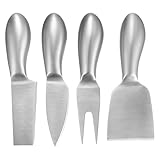 kebitedamai 4 Stück Käsemesser Set, Edelstahl Käsebesteck Set, Buttermesser Kleine Käsemesser, Dessertmesser, Streichmesser Werkzeuge für Käsefondue Weichkäse Schnittkäse Kuchen Käsesalat Käseschaber