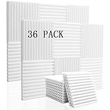 36 Stück Akustikschaumstoff Platten Schall Dämmung Noppenschaumstoff Schallabsorber Akkustik Schaumstoffmatte für Tonstudio Büro schaumstoffplatte weiß（30 x 30 x 2.5 cm）