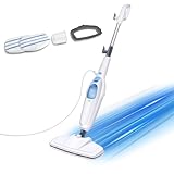 Dampfreiniger, 1500W Bodendampfreiniger mit 2 waschbaren weichen Mop-Pads und Teppichgleiter, 400ml Wassertank, 4,8m Stromkabel, Ein/Aus LED-Licht, verstellbarer Mop-Kopf