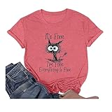 Tshirt Damen Lustig Drucken T-Shirt Kurzarm Rundhals Sommer Casual Lockere Bluse Sport Shirt Frauen Oberteile Tops Teenager Mädchen