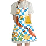 Huayeex Küchenschürze | Oktoberfest Design Kochschürze - Verstellbare Bindeweise Ölabweisend Atmungsaktiv Kariert Für Küche Werkstatt Garten
