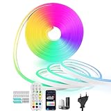 UannTTii Tuya Wifi RGBIC Neon Light Strip DIY Neon LED Strips Dream Color Waterproof Music Sync Timing Strip Lights Works with Smart Life App Amazon Alexa and Google Home (5 m)