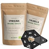 Cupplement - Chlorella & Spirulina Set - 300 Chlorella & 300 Spirulina Tabletten - Kostenlose Pillendose - Bio - Kein Pulver oder Flocken - Supplement - Superfood - Algen