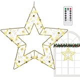 Generisch LED-Weihnachtsbeleuchtung – handgewickelter Hängestern aus Eisen- und Kupferdraht, 8 Modi mit Timer | Innen- und Außendekoration für Zuhause, Wohnzimmer, Party, Hochzeit