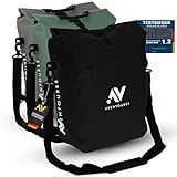 Aventoures® [TESTSIEGER 4in1 Fahrradtasche für Gepäckträger 25L | Wasserdicht Reflektierend | PVC Frei | Gepäckträgertasche Rucksack Umhängetasche Tragetasche | Gepäck Tasche fürs Fahrrad (Schwarz)