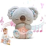 KUWUNG Schlummer Otter mit Herzschlag,Schlummer Koala Kuscheltier,Breathing Otter mit Musik, Lichtern und Atembewegung,Koala Bär zum Linderung Angstzuständen,Schlafotter zum Beruhigen Schlafs (Grau)