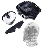 JiXGzAo Bondage Leder Kopfmaske Mit Penisknebel Mundknebel Augenbinde Sklave BDSM Haube Fetisch Erotik 3-teiliges Set Rollenspiele Maske Fesseln Sexspielzeug Für Männer Frauen