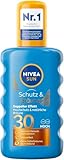 NIVEA SUN Schutz & Bräune Sonnenspray LSF 30 (200 ml), Sonnencreme mit Pro-Melanin-Extrakt für eine ebenmäßige Bräune, sofortiger Sonnenschutz mit UVA/UVB-Filtersystem
