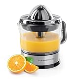 GOURMETmaxx elektrischer Entsafter für Zitrusfrüchte & Orangensaft | Saftpresse bis 700 ml Füllvolumen | Zitruspresse mit verschiedenen Zubehör für frischesten Geschmack | 40 W [transparent/silber]