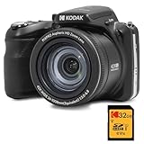 KODAK Pack Bridge Pixpro Astro Zoom AZ425 + 32GB SDHC-Karte - Digitale Kamera 20 MP, 42X Zoom, Weitwinkel, 3-Zoll-LCD, Full HD 1080p Video, Li-Ionen-Akku - Schwarz