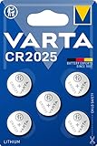 VARTA Batterien Knopfzellen CR2025, Lithium Coin, 3V, kindersichere Verpackung, für elektronische Kleingeräte - Autoschlüssel, Fernbedienungen, Waagen (5 Stück)1er Pack