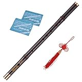 MOWEO Professionelles schwarzes Bambus-Dizi te traditionelles handgefertigtes chinesisches Musik-Holzblasinstrument, Tonart D Studienstufe