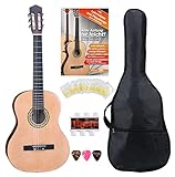 Classic Cantabile AS-861 Konzertgitarre 1/2 Starter-SET (akustische Klassikgitarre, geeignet für Kinder ab 5-9 Jahren, Tasche, Saiten, Noten, Plektren, Stimmpfeife) natur