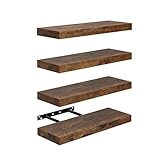 FURNITABLE Schweberegal 4er Set Wandregal MDF Holz Modern14x40cm für Büro, Wohnzimmer, Küche - Vintagebraun