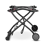 Weber Rollwagen, klappbar für Q1000- und Q2000-Serie, komfortable Grillhöhe, Stabiler Stand, mit Zwei Rädern - Schwarz (6557)
