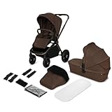 Lionelo MIKA PLUS 2-in-1 Buggy 0-48 Monate bis 22 kg Babywanne bis 9 kg, Rückenlehne und Füße verstellbar, AiryDots,Dämpfung, 360° drehbare PU-Räder, XXL-Verdeck