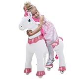 Miweba Sternschnuppe | 𝟯 𝐉𝐀𝐇𝐑𝐄 𝐆𝐀𝐑𝐀𝐍𝐓𝐈𝐄 - E-Serie Einhorn - Schaukelpferd mit Handbremse - Kuscheltier - Spielpferd zum Reiten - Kinder Pony auf Rollen - Plüschtier - 3-5 Jahre (Small S)