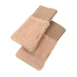 POPETPOP Halbfinger Strickhandschuhe Damen Winter Warme Fingerlose Handschuhe mit Antirutsch für Kaltes Wetter Weiche Langarmstulpen in Solider Farbe Praktisch für Elektronische Geräte
