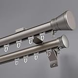 Gardinenstange, doppelte Vorhangschiene, Wandmontage, dekorative Erkerfenster-Vorhangstange mit kompletten Kits, für Zuhause, Balkon, Wohnzimmer, Vorhänge, Stange, Doppelschienen