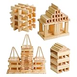 Holzbausteine – kreative Holzbretter, Balance-Spielzeug für den Tubelturm | Logik-Spielzeug, Set aus natürlichen Bausteinen, Wild mit Motor am Ende des Schaftes