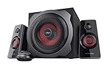 Trust Gaming GXT 38 2.1 Gaming Lautsprechersystem mit Subwoofer (für Smartphone/PC- Tablet, 120 Watt), 19023, Schwarz/Rot