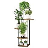 VASZOLA 5-Tier Hölzern Blumenregal Pflanzenregal, Mehrstöckig Blumenständer Pflanzenständer Blumenbank Blumentreppe Pflanzentreppe Standregal für Innen Garten Balkon Deko(Schwarz)
