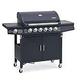 TAINO RED 6+1 Gasgrill Grillwagen BBQ Edelstahl-Brenner Gas-Grill schwarz - wahlweise Zubehör (RED 6+1)