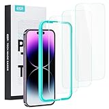 ESR für iPhone 14 Pro für Panzerglas, 3 Stück, Schutzfolie praktischer Ausrichtrahmen, Militärnorm Schutz, sehr robust, Kratzfest