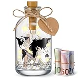 BBTO Hochzeit Geldgeschenke Weltkarte LED Flaschenlicht mit Spruch Dein Abenteuer Beginnt Flaschenlichterkette Beleuchtete Dekoflasche Geldgeschenke Verpackung Geld Hochzeitsgeschenk für Brautpaare