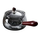 Teekanne aus Glas, Teekanne mit Sieb, Teekanne aus Glas mit 360° drehbarem Teebereiter, 360-Teebereiter, drehbare Teekanne, mit feinmaschigem Filter for losen Tee(Gray)